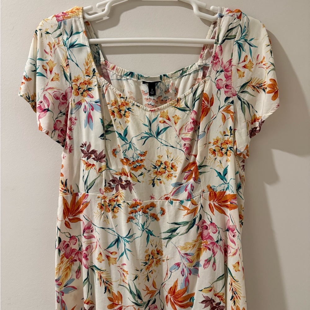 torrid Cream Floral Short Sleeve Peplum Blouse